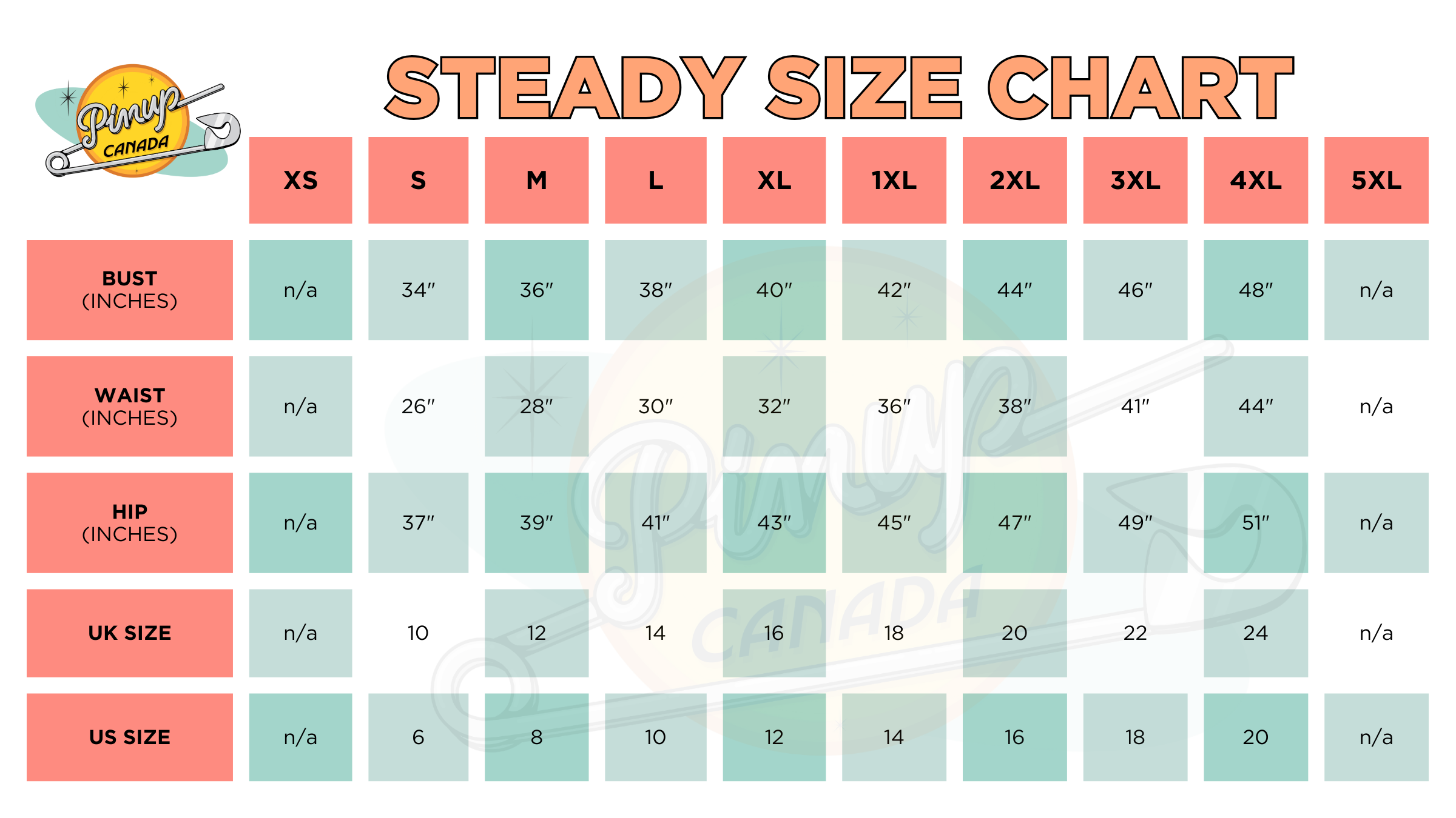 Steady Size Chart