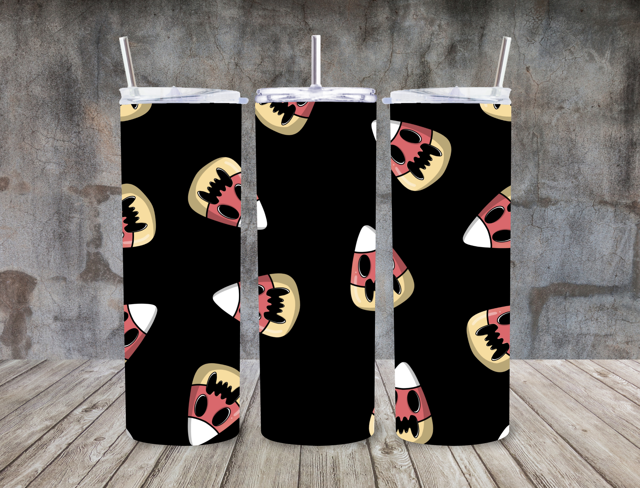 Candy Corn Angry Face With Black Backing - 20oz SUBLIMATION