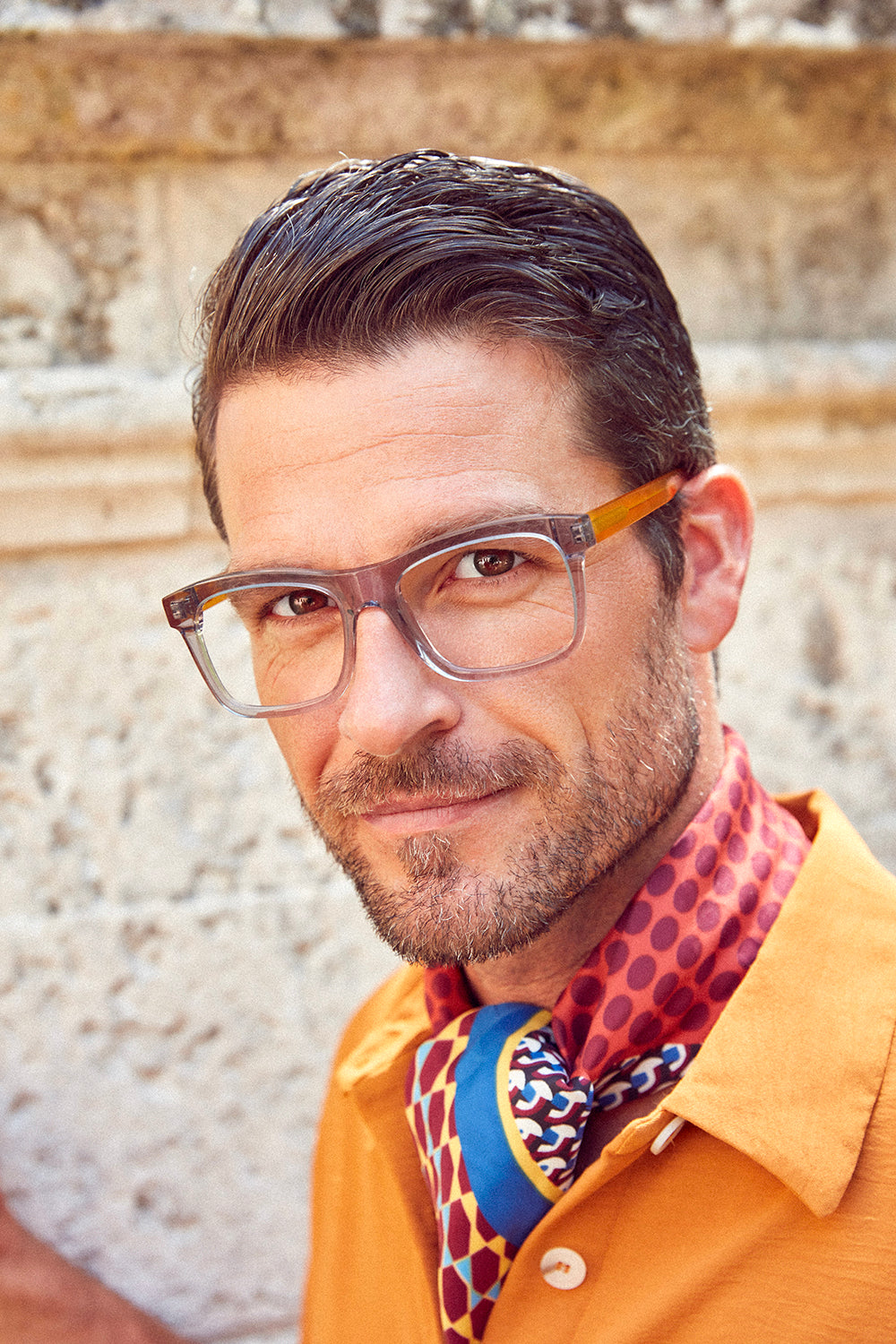 men's clear glasses featuring our handcrafted rectangular Italian frame, Passeggiata.