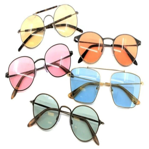 Men S New Fashion Aviator PC Sunglasses Vintage Mixed Color Double Beam Glasses UV Protection Summer Vacation Driving Accessories Retro Shades