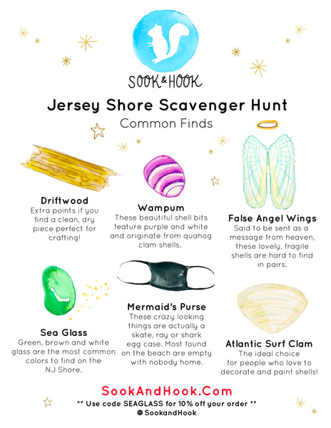 Jersey Shore Scavenger Hunt | Common Beach Finds | Sook & Hook Blog