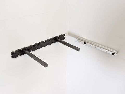 Black thick brackets for the heavy duty floating shelves