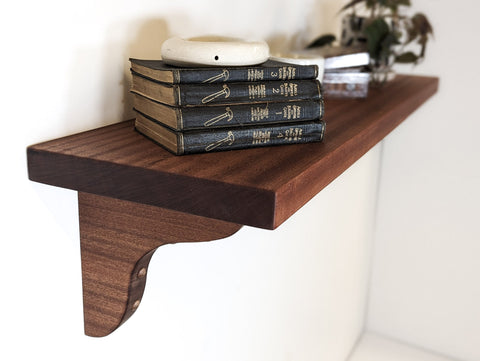 Solid wood shelf with sturdy mahogany brackets