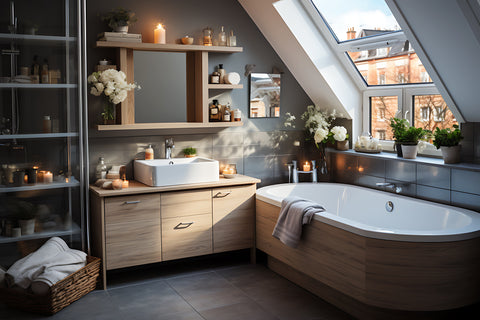 An interior of a bathroom