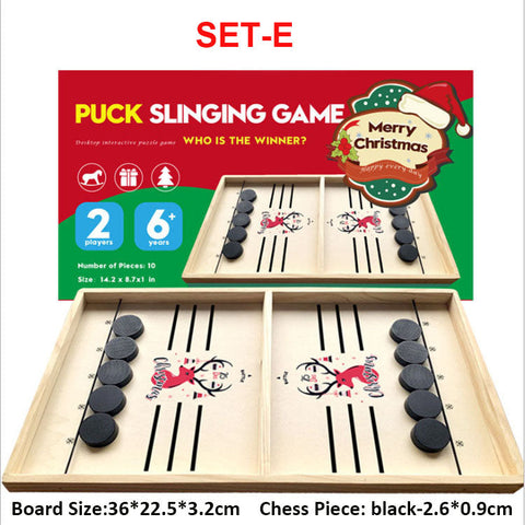 Wooden Ice Hockey Sling Puck Game Toy Parent Child Football Winner Games Interactive Catapult Chess Fast Sling Puck Table Board baby magazin
