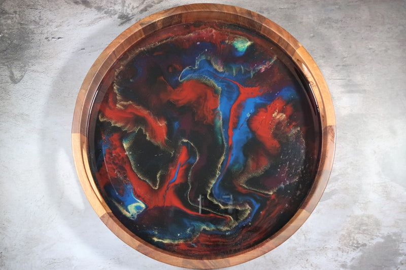 Green Phoenix - Handcrafted Resin Art Serving Tray