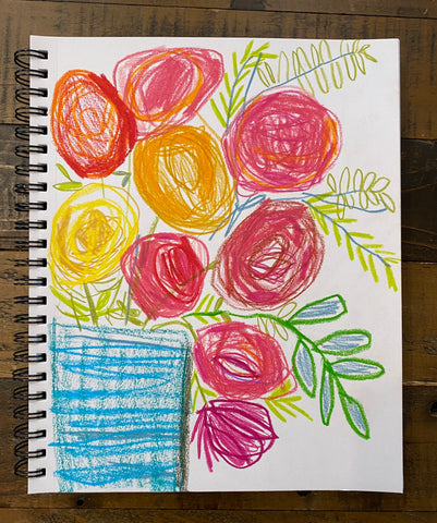 flowers with crayons