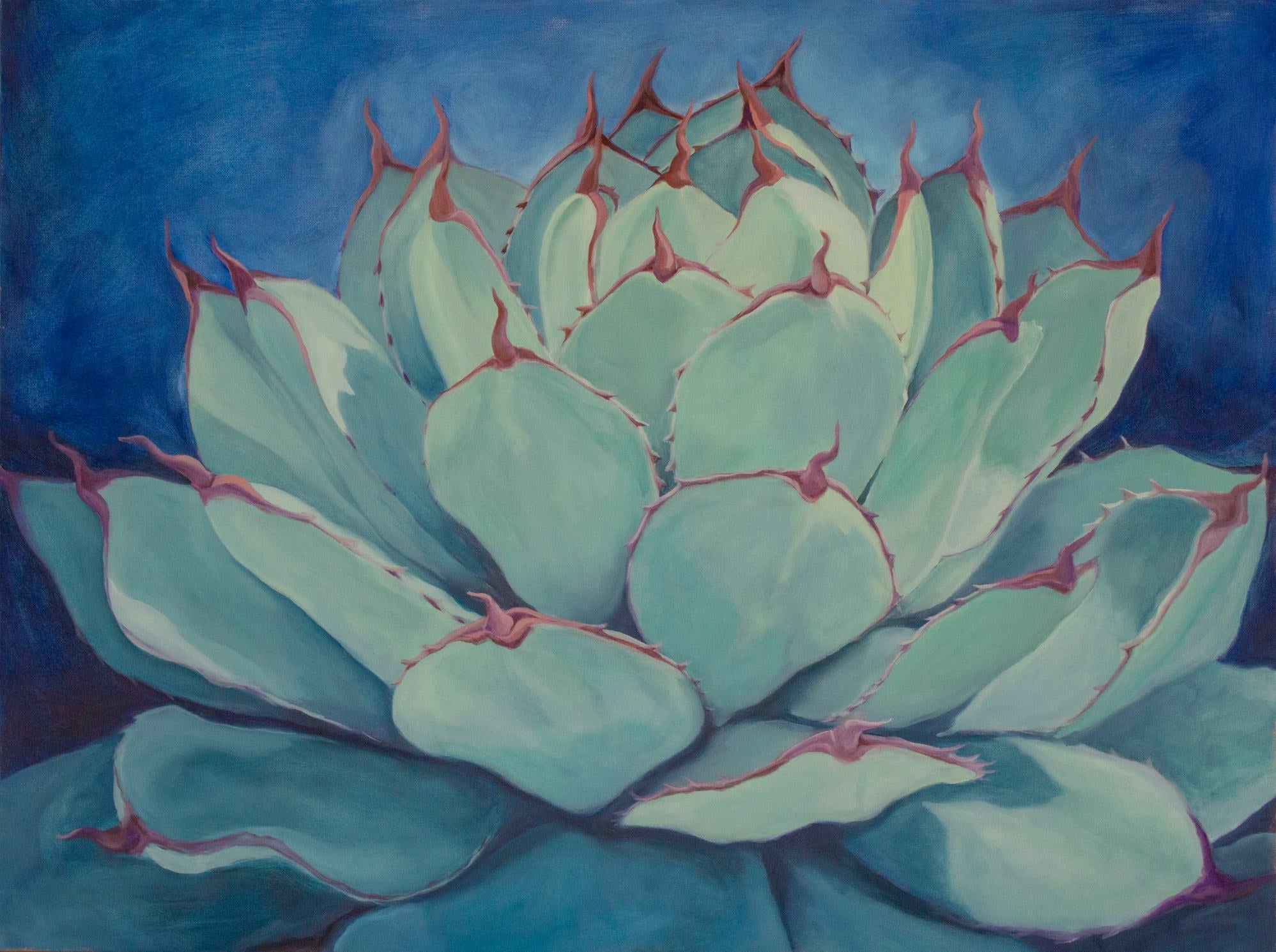 agave over blue oil painting marissa joyner studio