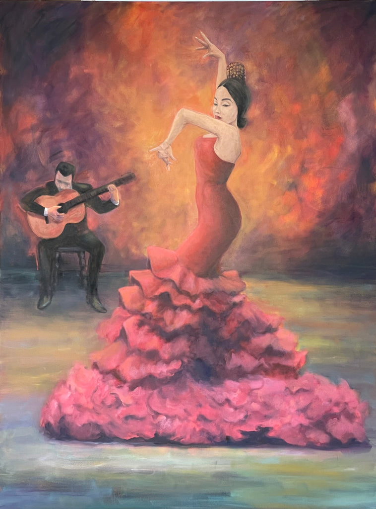 flamenco dancer oil on canvas large painting marissa joyner studio commission