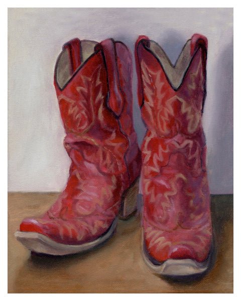 Red Cowboy Boots oil painting marissa joyner studio