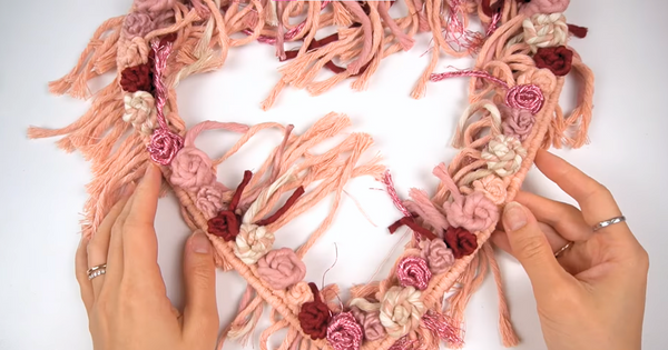 Bochiknot macrame rose knot heart-shaped wreath pattern DIY tutorial for macrame beginners