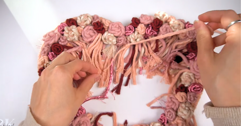 Bochiknot macrame rose knot heart-shaped wreath pattern DIY tutorial for macrame beginners