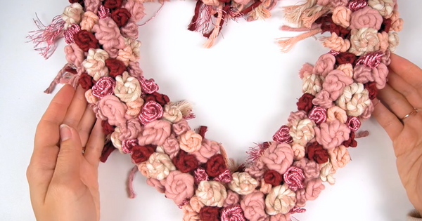 Bochiknot macrame rose knot heart-shaped wreath pattern DIY tutorial for macrame beginners