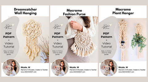 macrame DIY patterns - wall hangings - plant hangers, dreamcatchers