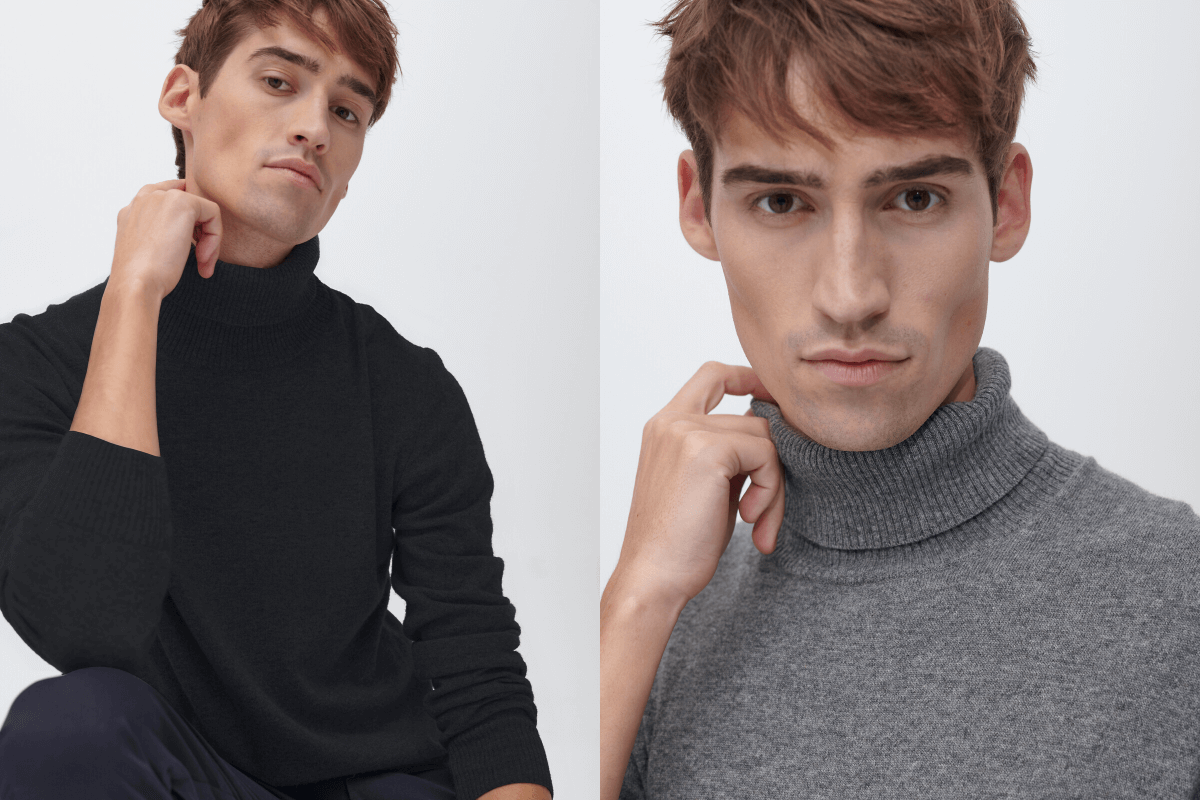 How should a roll neck sweater fit SANVT knit