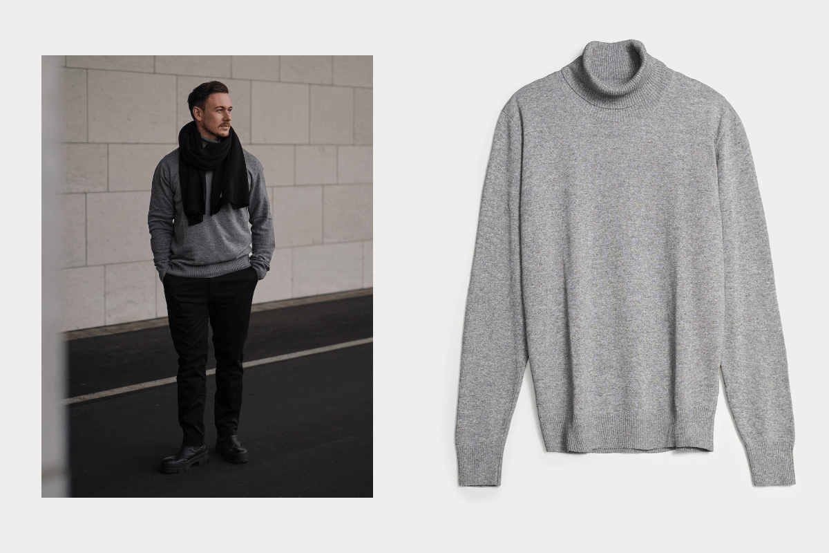 How to Style a Roll Neck Sweater grey