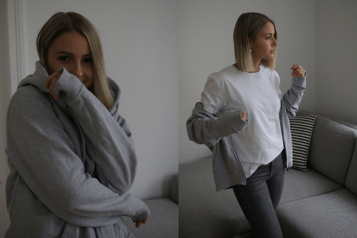 How to dress for the cold fashionably for women SANVT zip hoodie grey
