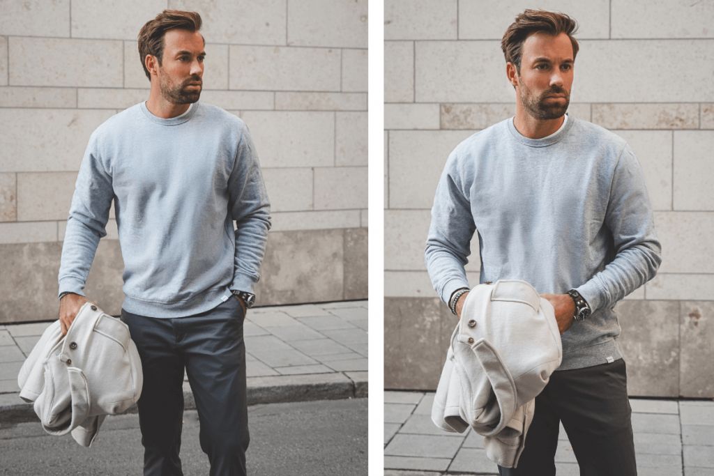 Grey Sweatshirt with Black Sweatpants Outfits For Men (7 ideas