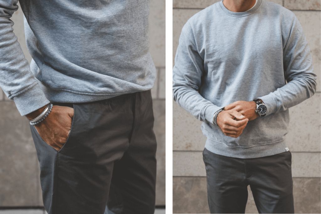 Grey Crew-neck T-shirt with Grey Sweatpants Hot Weather Outfits For Men (6  ideas & outfits)