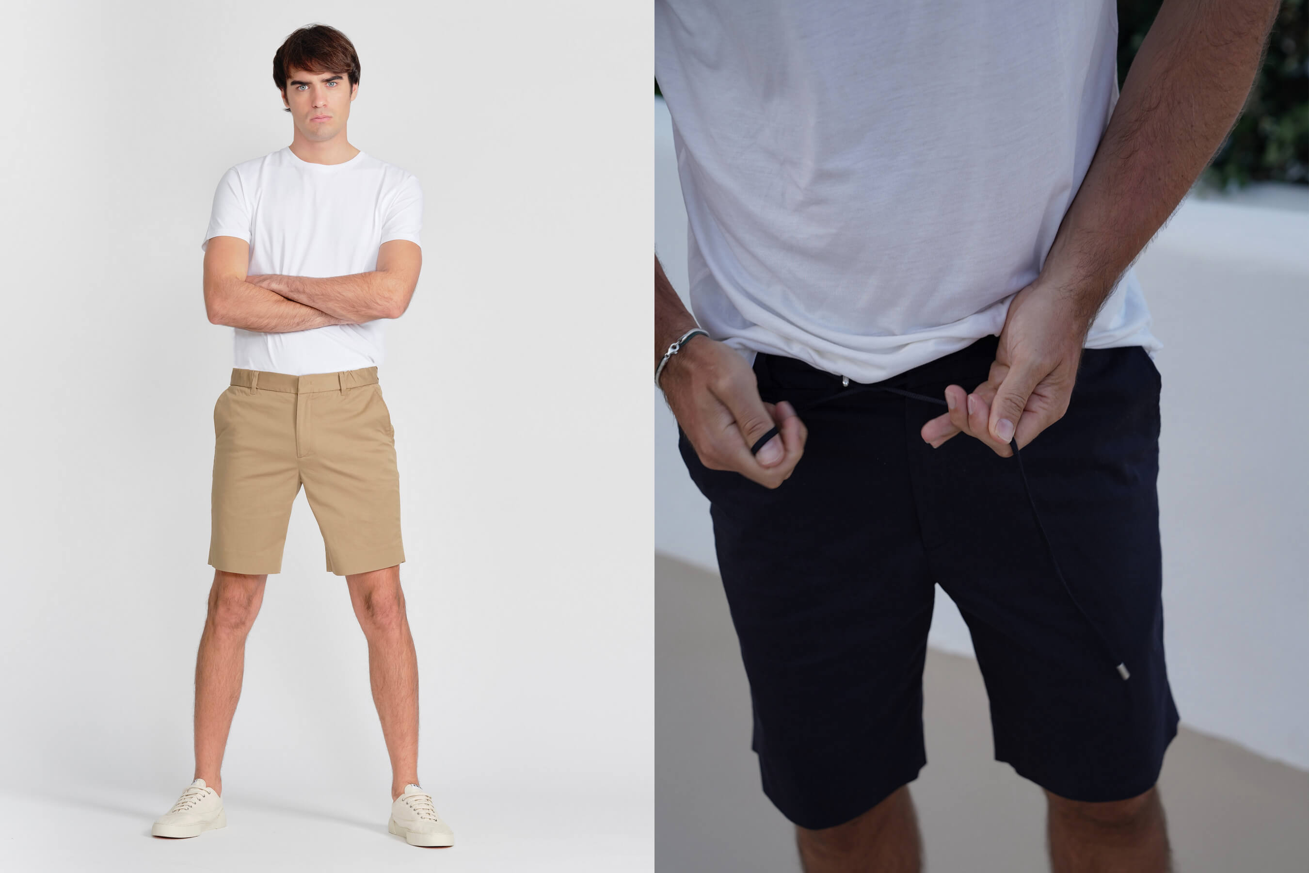 How should chino shorts fit? Width, length, cut & fabric