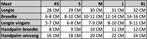 Heated gloves size chart