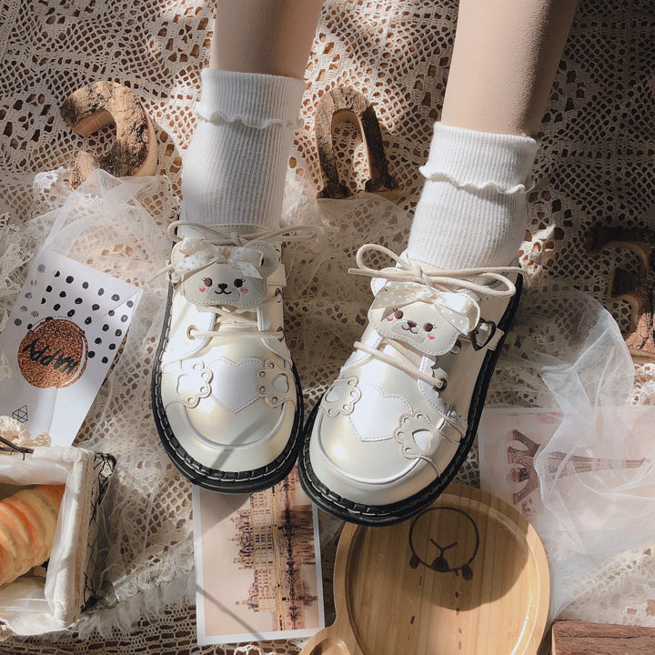 Sweet Round Head Lace-up Teddy Bear Lolita Shoes – nbsama