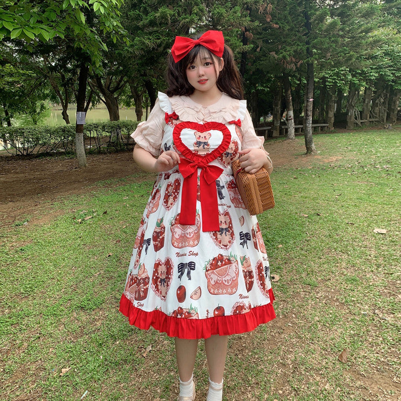 ❤公式サイト店舗❤ Angelic Pretty Girly Apples付け袖ワンピースSet