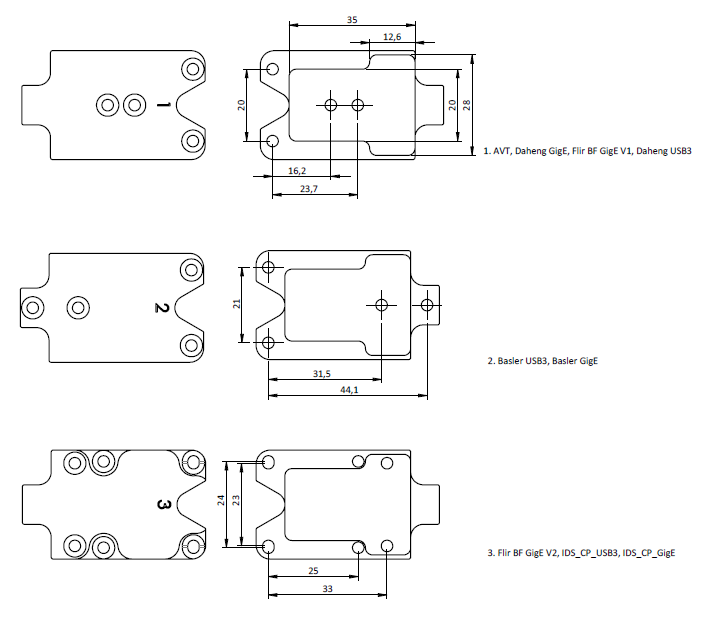 Machine Vision Camera Enclosure mounting plates