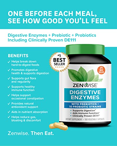 Zenwise Digestive Enzymes Plus Prebiotics Probiotics Supplement 180 Ninelife Uruguay