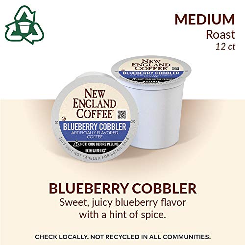 New England Coffee Blueberry Cobbler Medium Roast K-Cup Pods 12 ct. Box (Pack of 6)