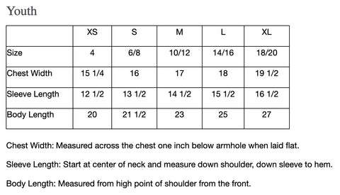 Size Chart - Sport-Tek® YST350 PosiCharge® Competitor™ Tee