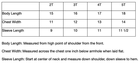 Size Chart - 5100P Gildan® Heavy Cotton™ Toddler T-Shirt