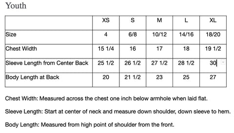 Size Chart - Sport-Tek® YST350LS PosiCharge® Competitor™ Long Sleeve Tee YOUTH