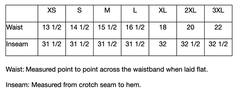 Size Chart - District DT1800 Flannel Pants