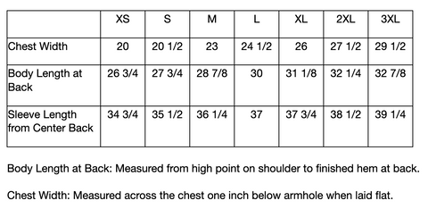 Size Chart - Port Authority® F234 Heather Microfleece 1/2-Zip Pullover