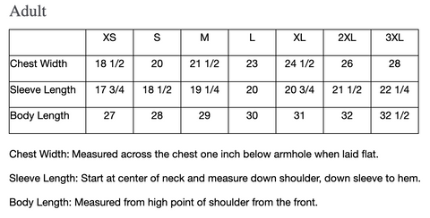 Size Chart - Sport-Tek® ST350 Adult PosiCharge® Competitor™ Tee