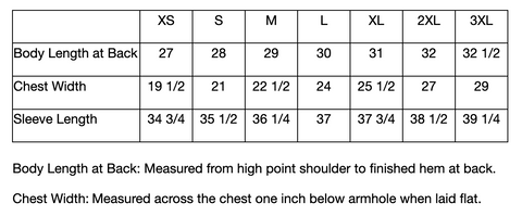 Size Chart - Eddie Bauer ® EB254 Sweater Fleece 1/4-Zip
