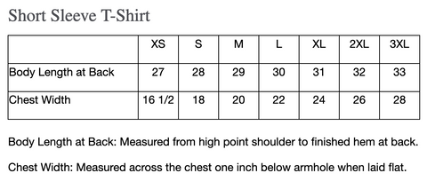 Size Chart - BC3001CVC BELLA+CANVAS ® Unisex Jersey Short Sleeve Tee