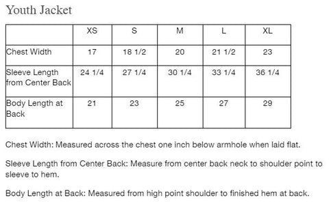 Sport Tek Youth Fleece-Lined Jacket Size Chart