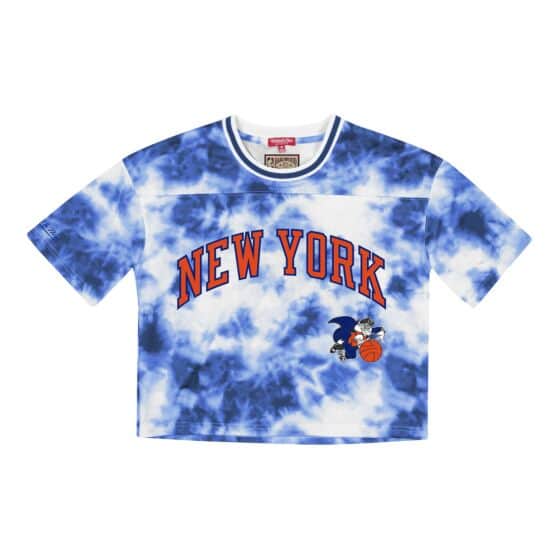 Women's Mitchell & Ness Navy New York Yankees Cooperstown Collection 7th  Inning Tie-Dye Cropped T-Shirt