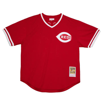 Men's Cincinnati Reds Johnny Bench Mitchell & Ness Red 1983 Authentic Cooperstown Collection Mesh Batting Practice Jersey