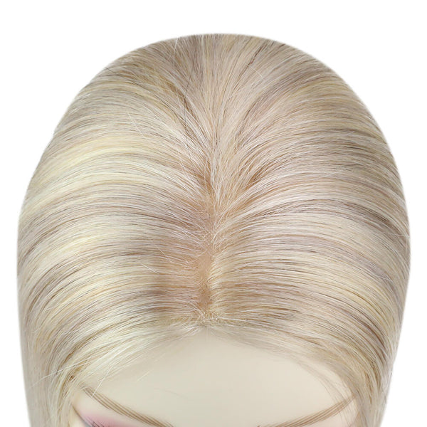 4.7"x2.3" Skin Lace Human Hair Toppers - Highlighted Blonde - LUCY LEE Toppers - New