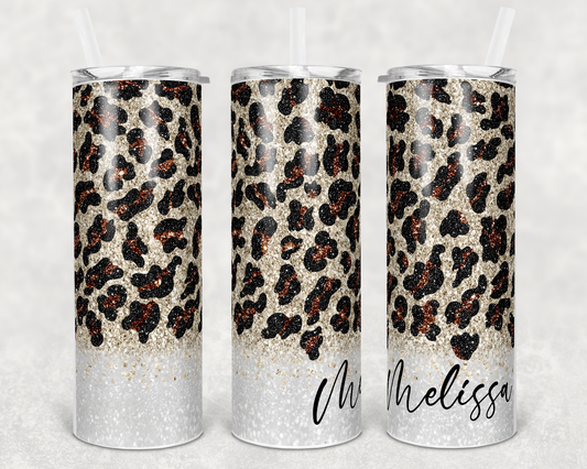 Leopard Tumbler | Personalized Glitter Tumbler | Tumbler with Name |  Personalize