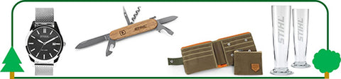 STIHL Timbersports portafoglio bicchiere birra coltellino svizzero victorinox coltello orologio borraccia portachiavi barbeque idee regalo LCVERDE.com