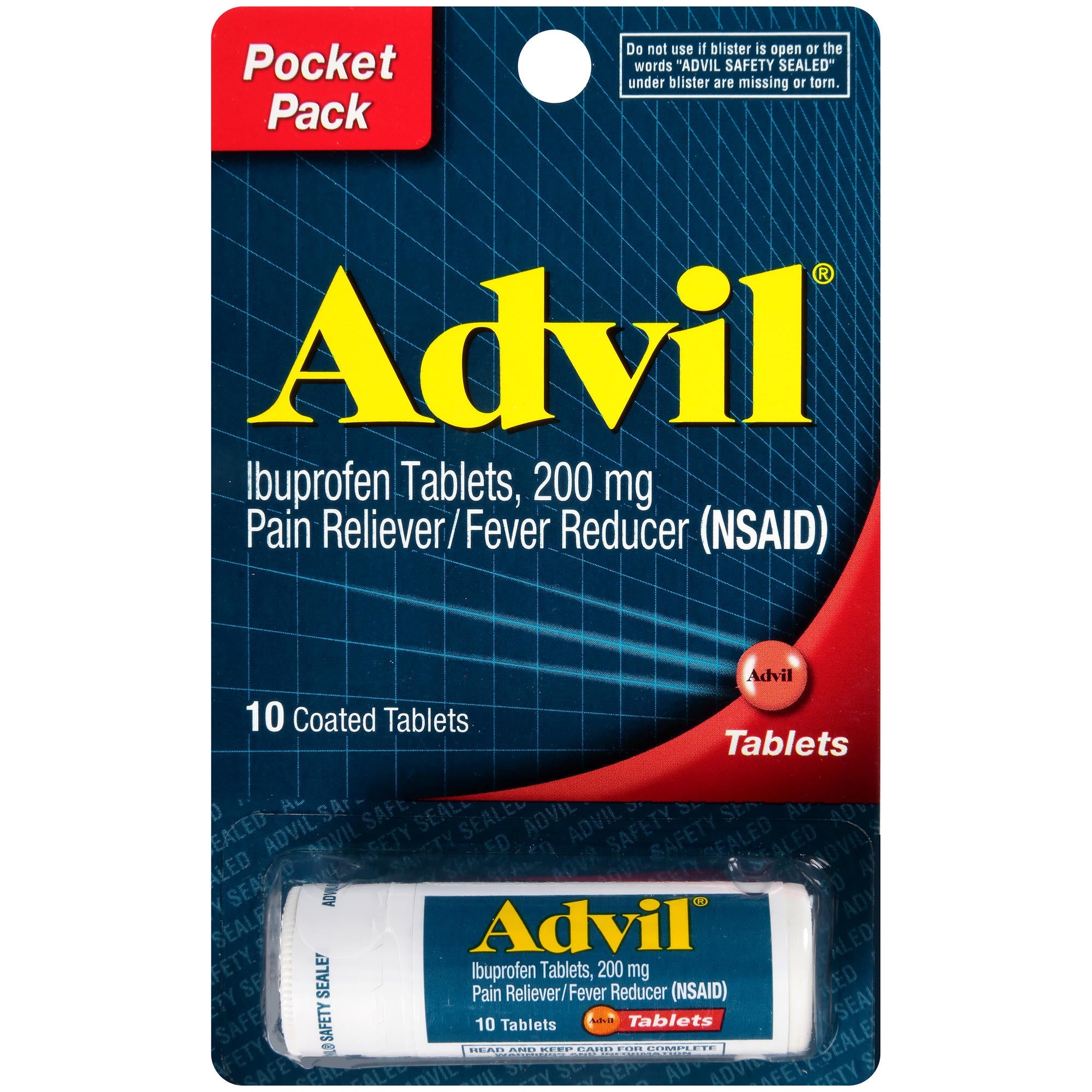 Advil Ibuprofen, 200 mg, Coated Tablets, Pocket Pack, 10 tablets