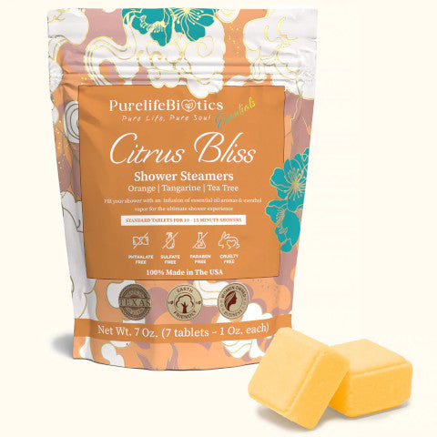 PurelifeBiotics Citrus Bliss shower steamer square tablets