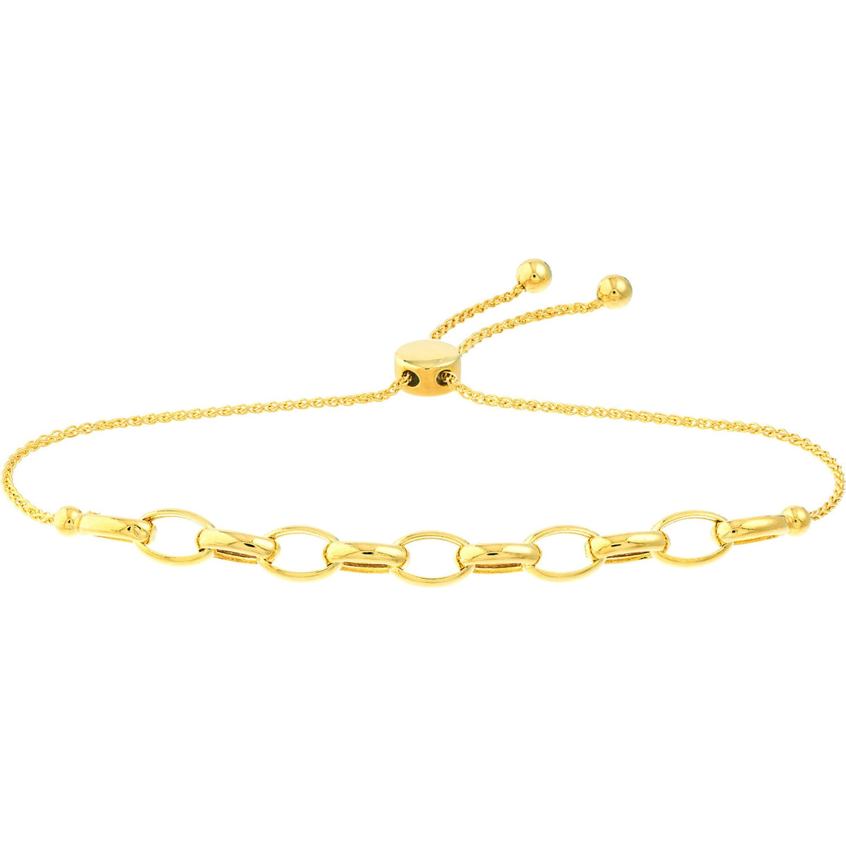 Olas D'oro 7.5 Bracelet - 14K Yellow Gold Heart Charm on Oval Rolo Chain Bracelet