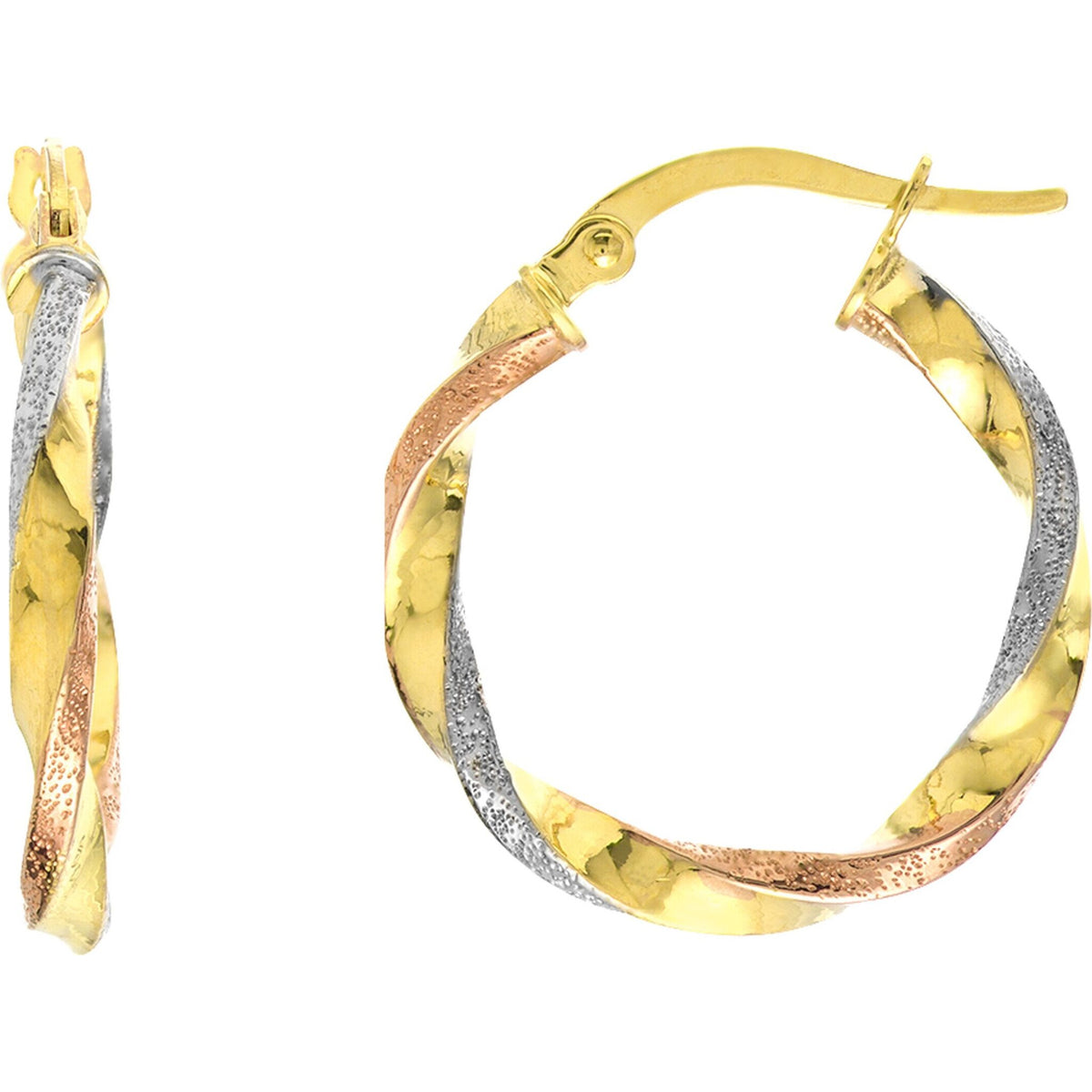 Olas d'Oro Earrings - 14K Yellow/Rose/White Gold Tri-Color Twisted Rin –  Robinson's Jewelers