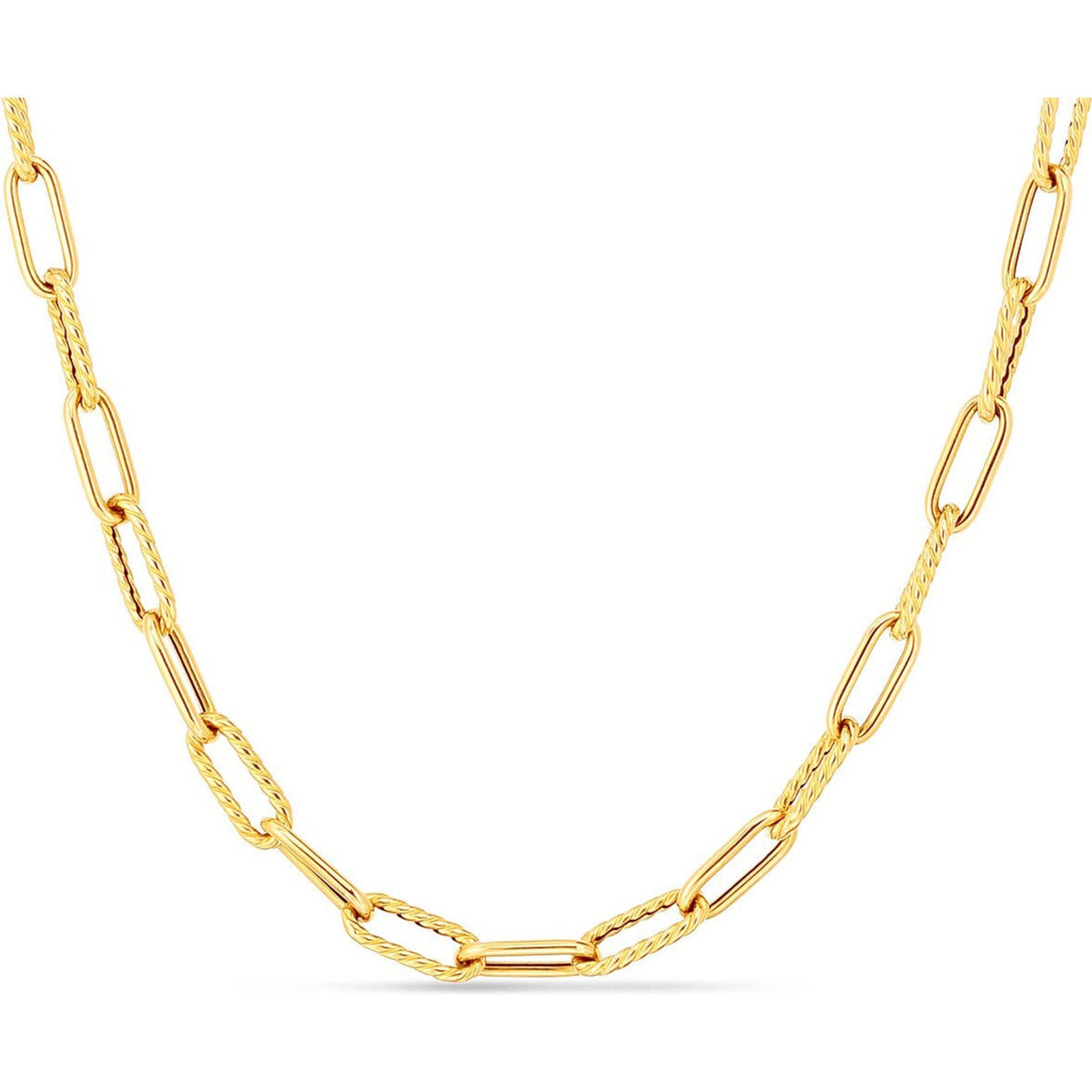 Roberto Coin Thin Paper Clip Link Necklace in 18K Yellow Gold