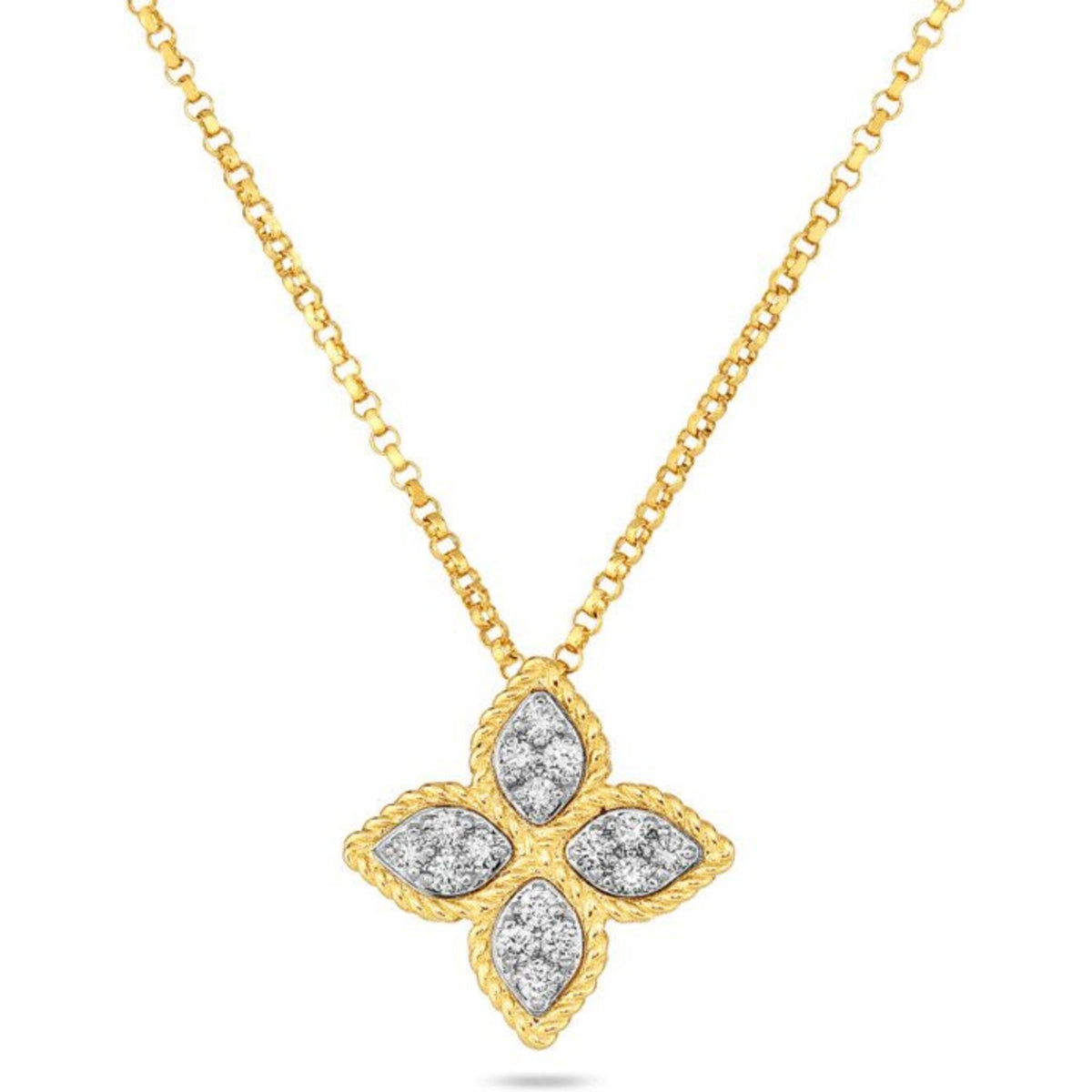 Roberto Coin 18kt Yellow Gold Princess Flower Diamond Necklace